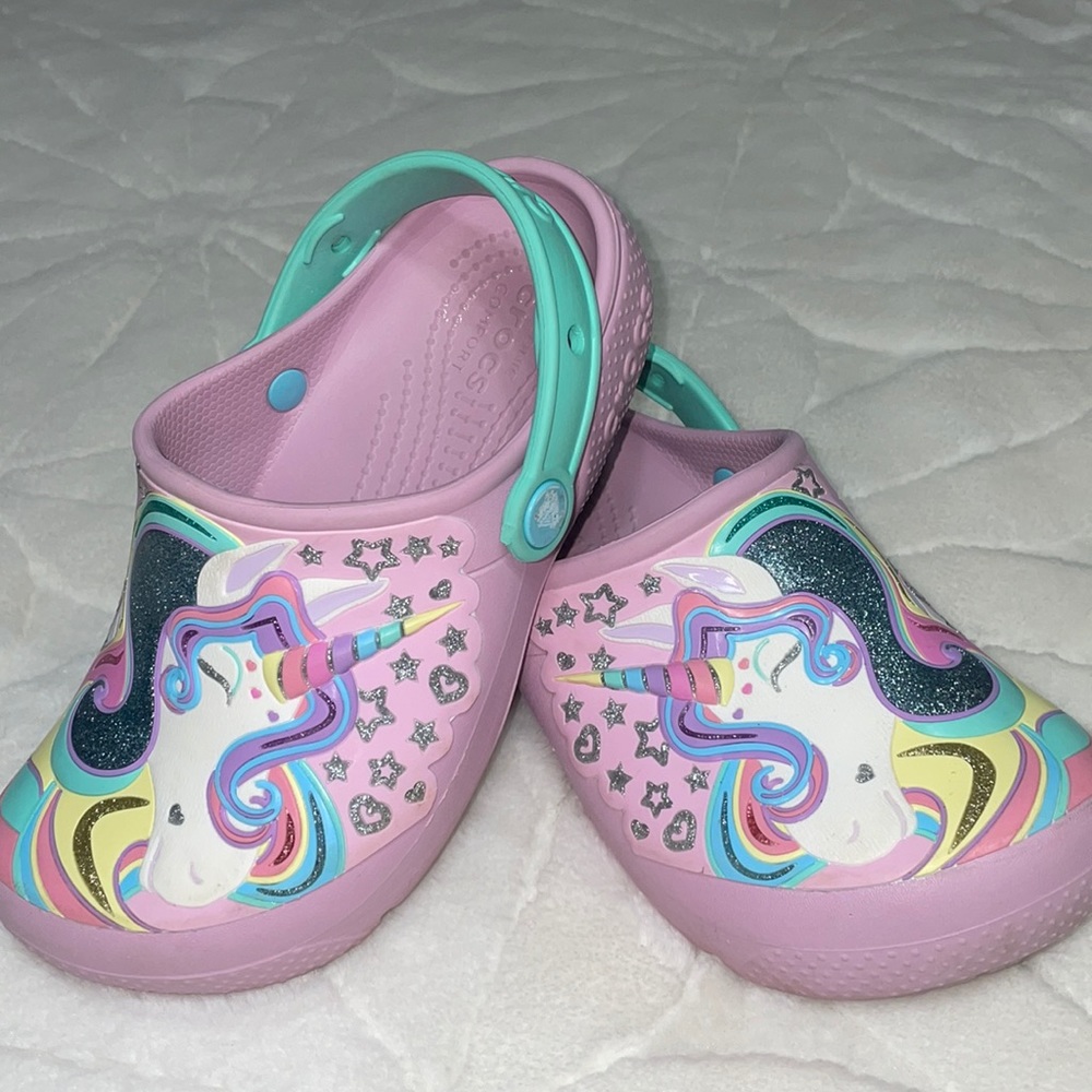 Unicorn Crocs size 2